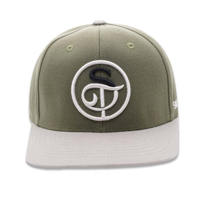 Olive Green & Beige Snapback Cap - Smartech Outfit